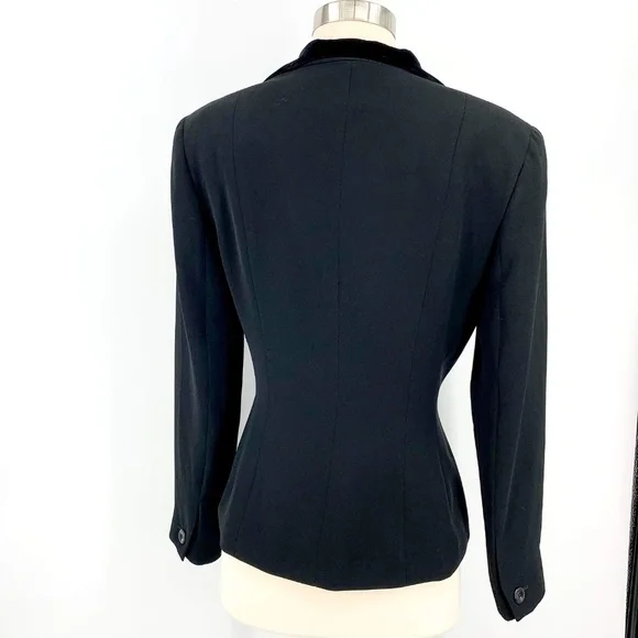 Tahari Black Blazer w/ Black Velvet Collar - Picture 3 of 7